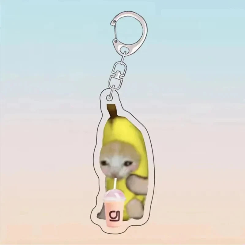 Happy Banana Cat Keychain