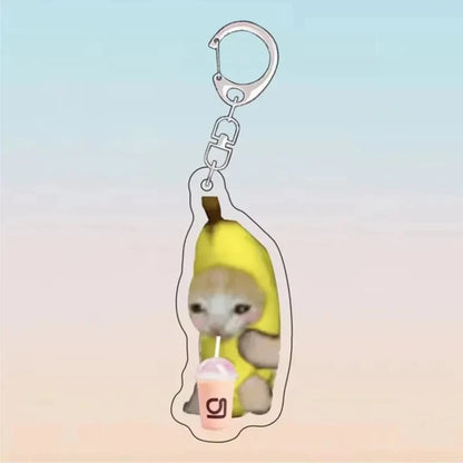 Happy Banana Cat Keychain