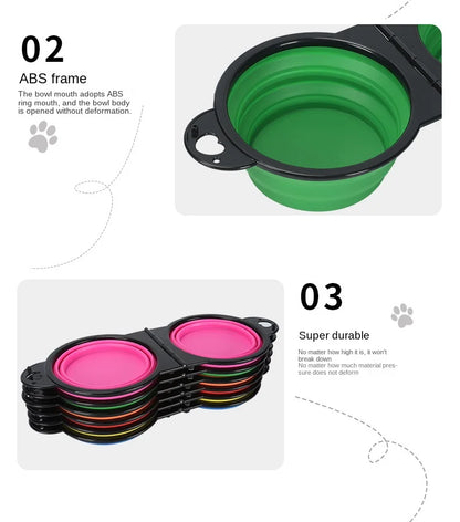 Foldable Pet Bowl for Travel – Dual Food & Water Design