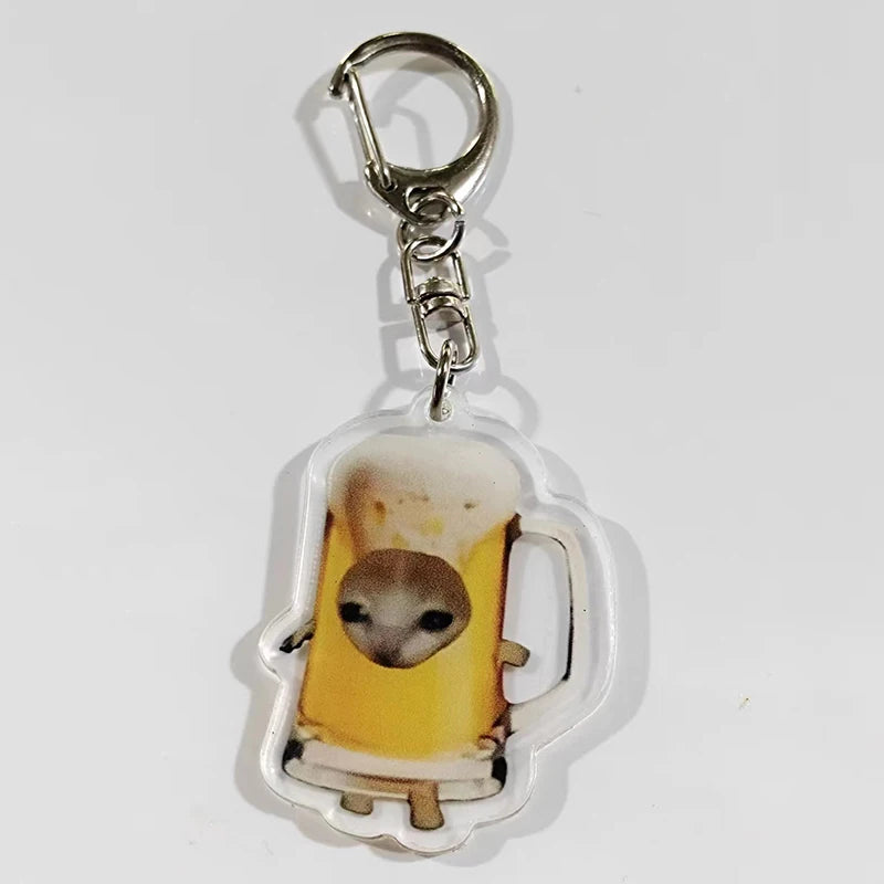 Happy Banana Cat Keychain