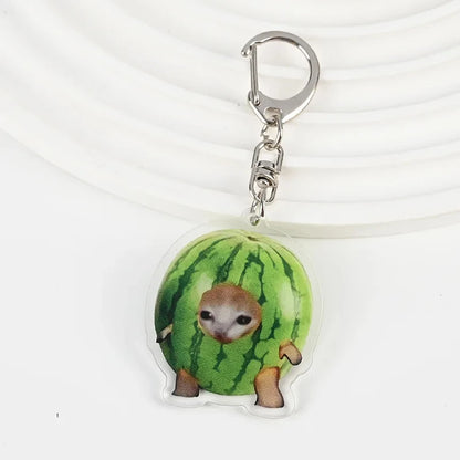 Happy Banana Cat Keychain