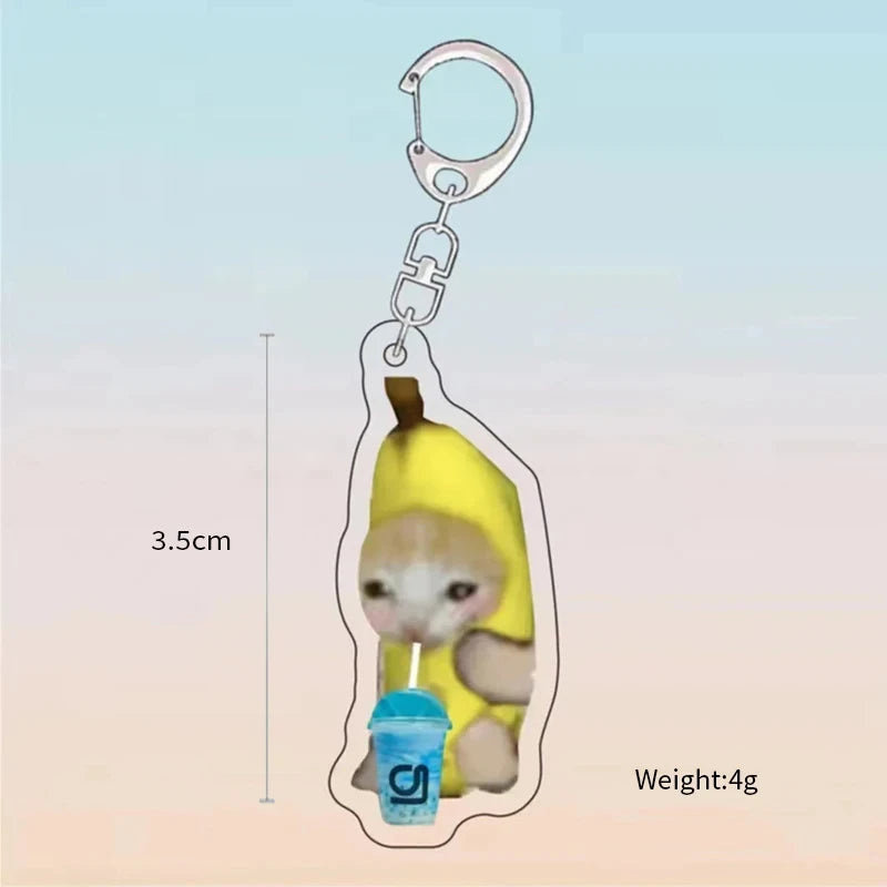 Happy Banana Cat Keychain