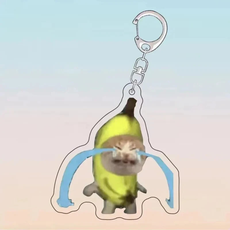 Happy Banana Cat Keychain