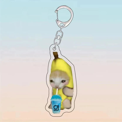 Happy Banana Cat Keychain