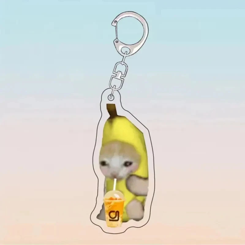 Happy Banana Cat Keychain