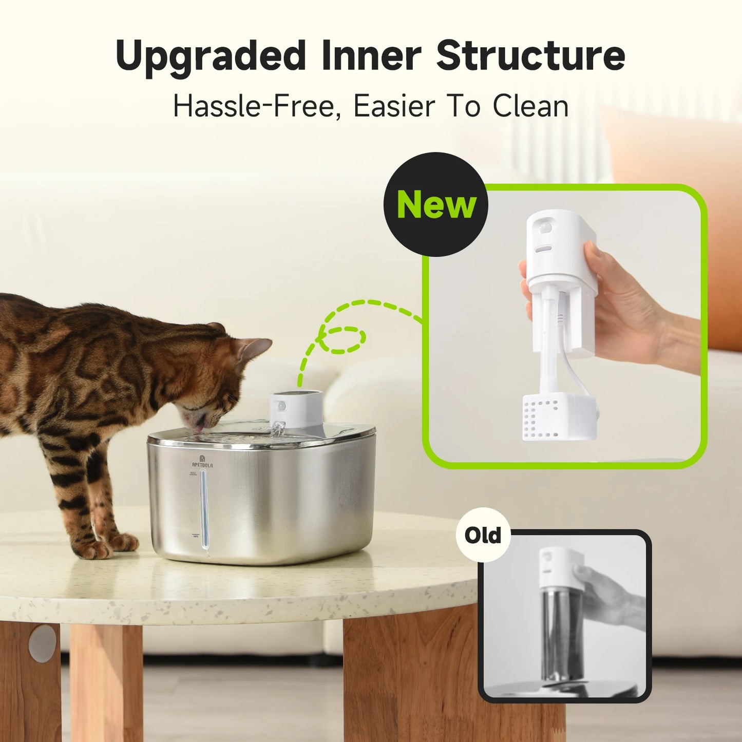 APETDOLA 4L Wireless Cat Water Fountain