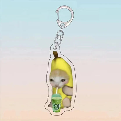 Happy Banana Cat Keychain